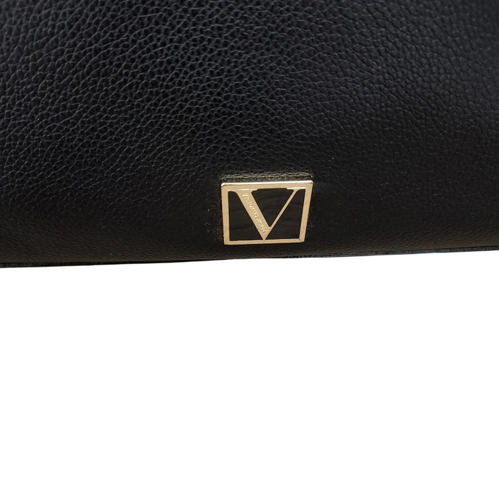 The Victoria Secret Black Pebbled Faux Leather Hobo Shoulder Bag Satchel Tote
